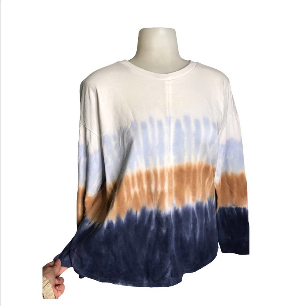 Madewell | Ombre Long Sleeve Sweater Blue Tan White Sweater •